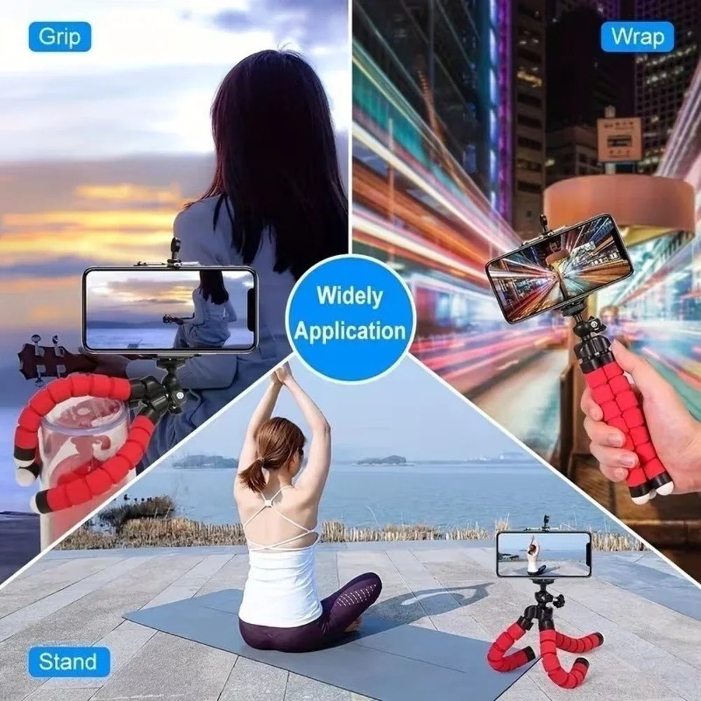 New Mini Flexible Tripod Red Foam Legs Smartphone Mount Adapter Octopus Content